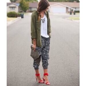 Rachel by Rachel Roy Black White Geometric Harem Lounge Pants 4